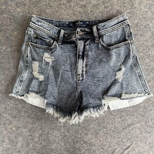 Hollister Shorts Juniors 7 W28 Y2K Blue Denim Ultra High-Rise Relaxed Distressed